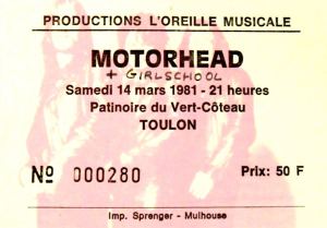 Motörhead @ Patinoire du Vert-Côteau - Toulon, France [14/03/1981]